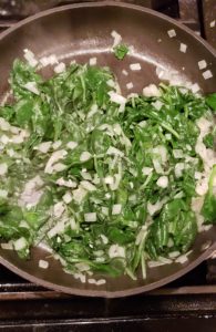 Sauted onions, garlic and Spinach